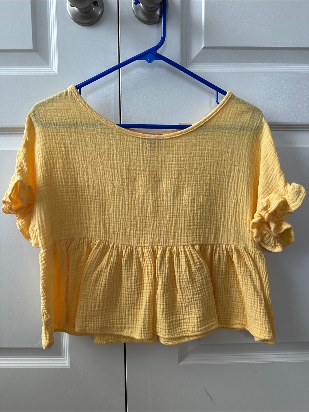 Francesca’s Yellow Ruffle Peplum Women's Top